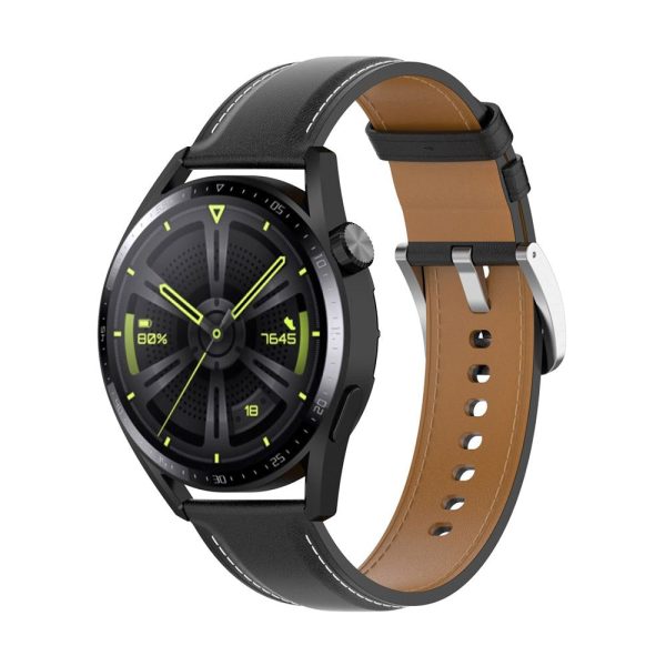 Smartwatch Læder Rem m. Spænde (22mm) - Sort For Discount