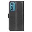 Motorola Edge 30 Litchi Læder Cover m. Pung - Sort For Discount