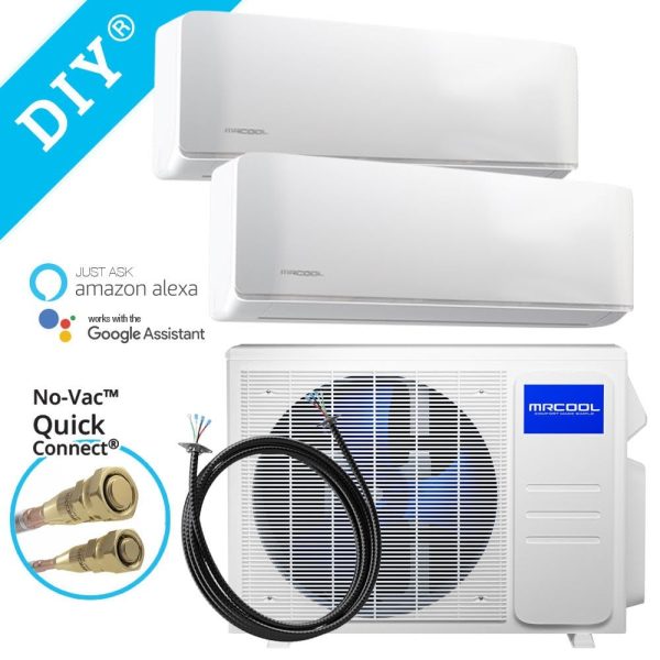 24k BTU 22 SEER Multi-Zone MrCool DIY 2 Zone Ductless Heat Pump Split System 4th Generation - 12k+12k Discount