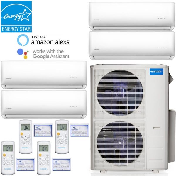 39k BTU 22.4 SEER MrCool Olympus Ductless Heat Pump Split System - 4 Zone Wall Mounted - 9k+9k+9k+12k Fashion