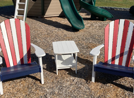 DISPLAY Furniture - Patriot Adirondack Chairs & Side Table Set (Display Model Sale - Take Order Only) For Cheap