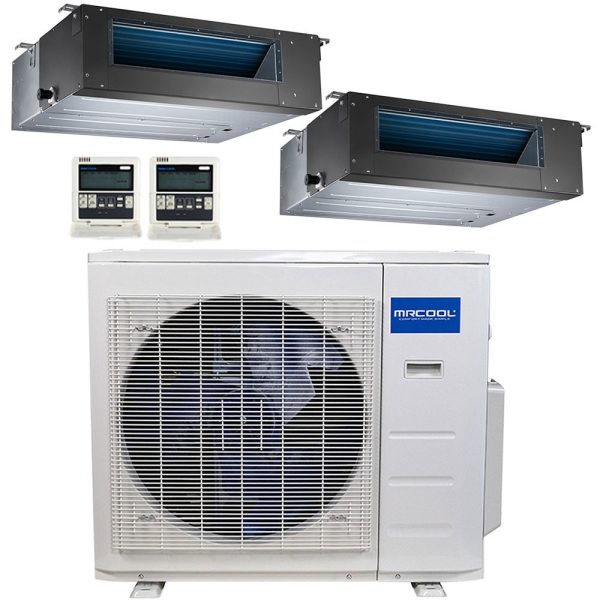 30k BTU 22.5 SEER MrCool Olympus Ductless Heat Pump Split System - 2 Zone Concealed Duct - 12k+18k Cheap