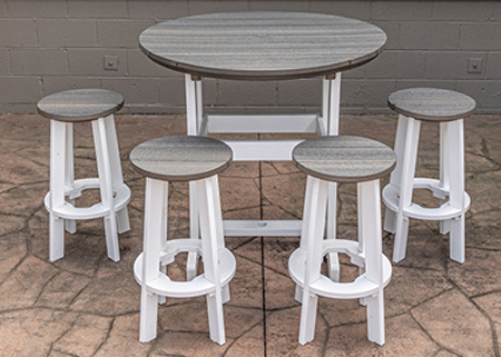 DISPLAY Furniture - 42  Round Adirondack Bar Table & (4) Barstools (Display Model Sale - Take Order Only) For Sale