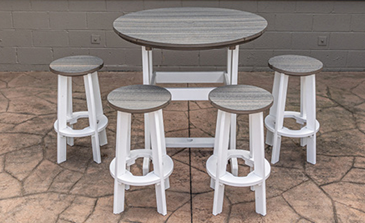 DISPLAY Furniture - 42  Round Adirondack Bar Table & (4) Barstools (Display Model Sale - Take Order Only) For Sale