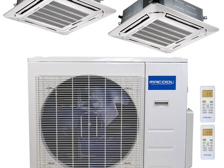 30k BTU 22.5 SEER MrCool Olympus Ductless Heat Pump Split System - 2 Zone Ceiling cassette - 12k+18k For Cheap