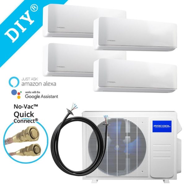 36k BTU 21.5 SEER Multi-Zone MrCool DIY 4 Zone Ductless Heat Pump Split System 4th Generation - 9k+9k+12k+12k on Sale