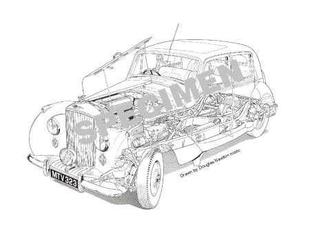 1950 Bentley Mk VI Cutaway Technical Illustration For Discount