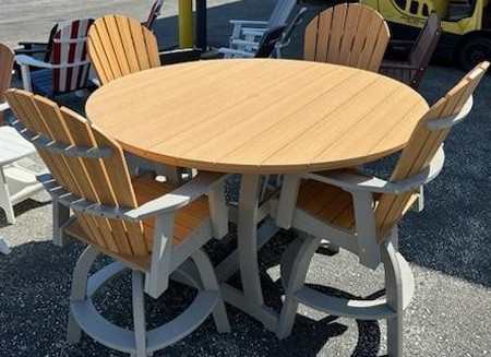 DISPLAY Furniture - 64  Round Adirondack Bar Table & (4) Swivel Chairs (Display Model Sale - Take Order Only) Fashion