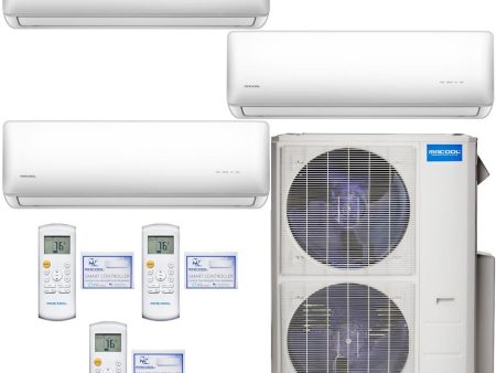 42k BTU 22.4 SEER MrCool Olympus Ductless Heat Pump Split System - 3 Zone Wall Mounted - 12k+12k+18k Sale