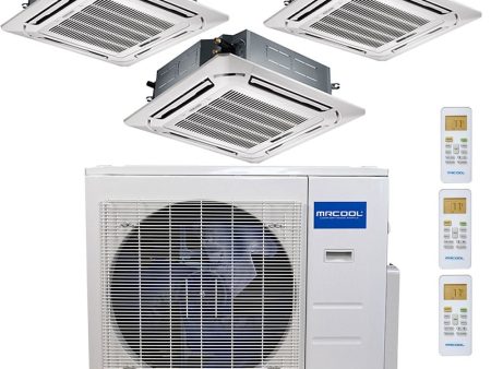 Home  36k BTU 22.5 SEER MrCool Olympus Ductless Heat Pump Split System - 3 Zone Ceiling Cassette - 12k+12k+12k Online now