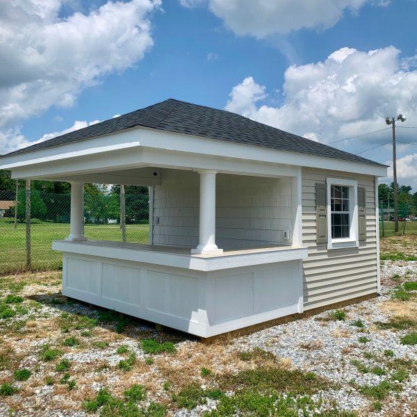 SALE - Structure #2510WC - 12 x14  Bel Air Pool House with Hip Roof, Vinyl Siding & Recessed Lighting Online Hot Sale