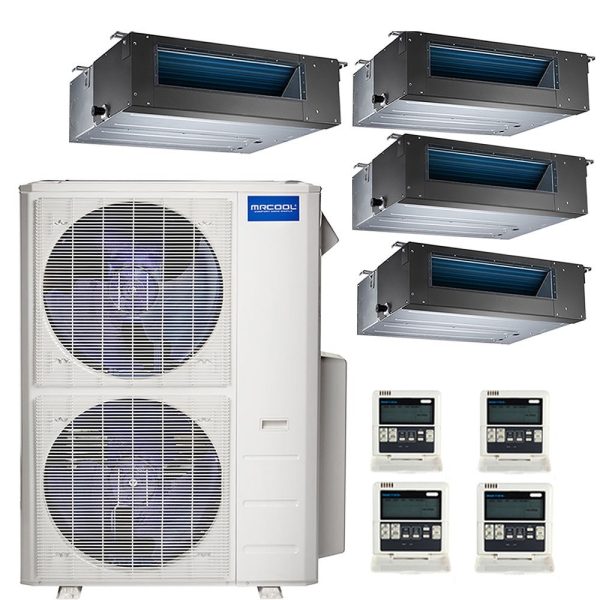 42k BTU 22.4 SEER MrCool Olympus Ductless Heat Pump Split System - 4 Zone Concealed Duct - 9k+9k+12k+12k For Sale