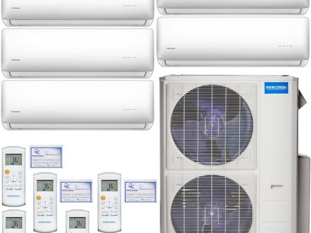 51k BTU 22.4 SEER MrCool Olympus Ductless Heat Pump Split System - 5 Zone Wall Mounted - 9k+9k+9K+12k+12k Hot on Sale