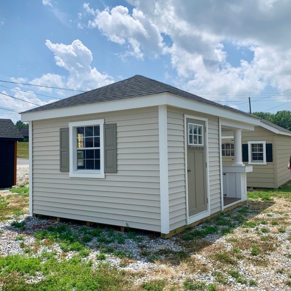 SALE - Structure #2510WC - 12 x14  Bel Air Pool House with Hip Roof, Vinyl Siding & Recessed Lighting Online Hot Sale