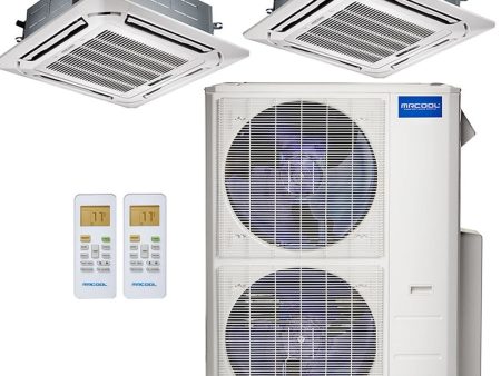 48k BTU 22.4 SEER MrCool Olympus Ductless Heat Pump Split System - 2 Zone Ceiling Cassette - 24k+24k Hot on Sale