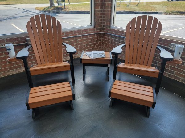 Furniture - Adirondack Cedar & Black Poly Chairs w Cupholders - 5-pc. Set Hot on Sale