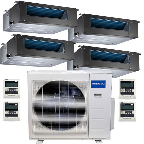 36k BTU 22.5 SEER MrCool Olympus Ductless Heat Pump Split System - 4 Zone Concealed Duct - 9k+9k+9k+12k For Discount