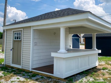 SALE - Structure #2510WC - 12 x14  Bel Air Pool House with Hip Roof, Vinyl Siding & Recessed Lighting Online Hot Sale